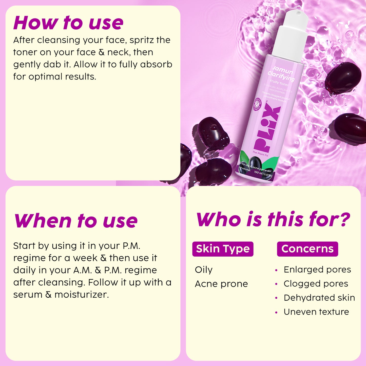 Jamun Active Acne Regime with Cleanser, Serum, Toner & Moisturizer