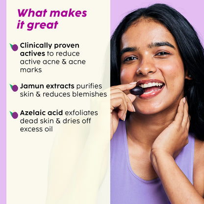 Jamun Active Acne Regime with Cleanser, Serum, Toner & Moisturizer