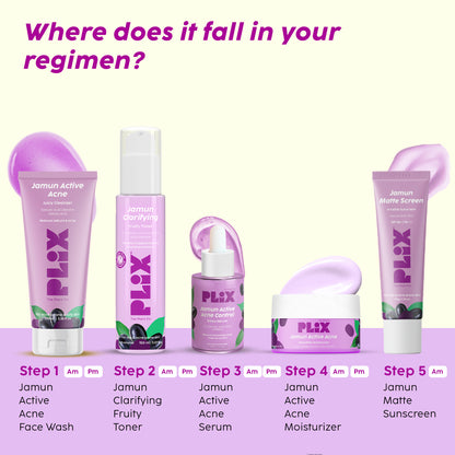 Jamun Active Acne Regime with Cleanser, Serum, Toner & Moisturizer