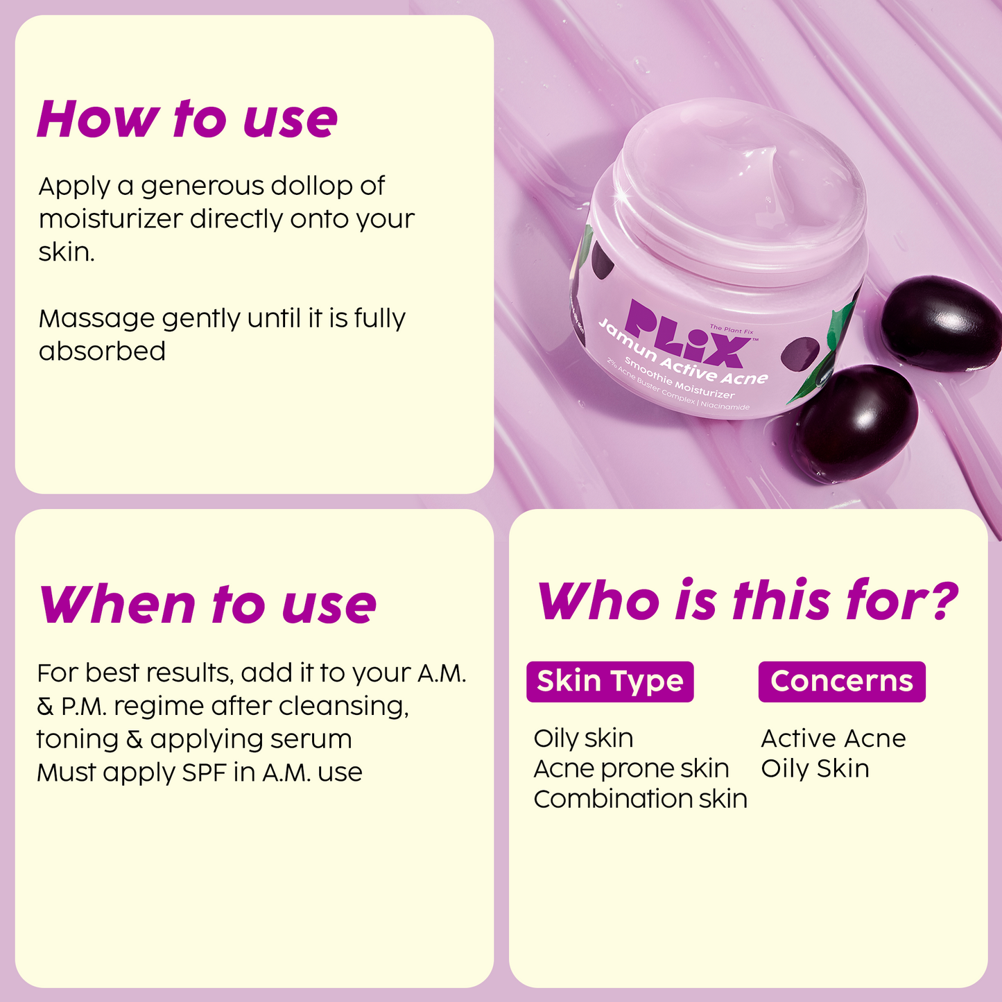 Jamun Active Acne Regime with Cleanser, Serum, Toner & Moisturizer