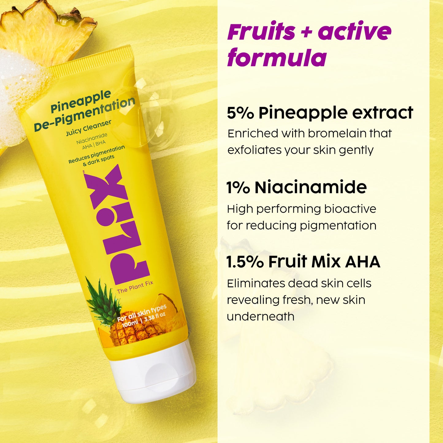 Pineapple De-Pigmentation Face Wash, Serum & Moisturizer Combo