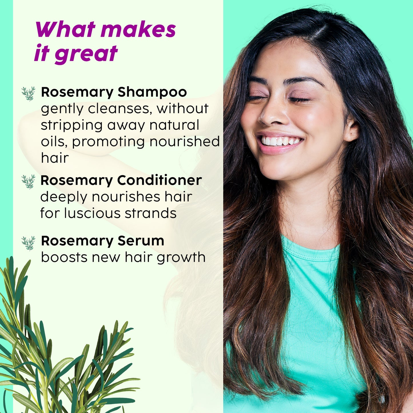 Rosemary Advanced Hair Growth Serum, Shampoo & Conditioner- Combo Pack