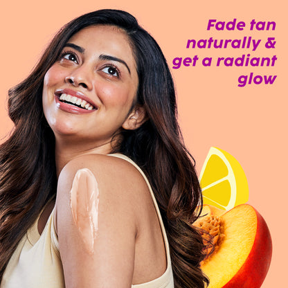 Peaches & Lemon Detan Body Lotion with SPF 30 | Brightens & Moisturizes for Softer Skin