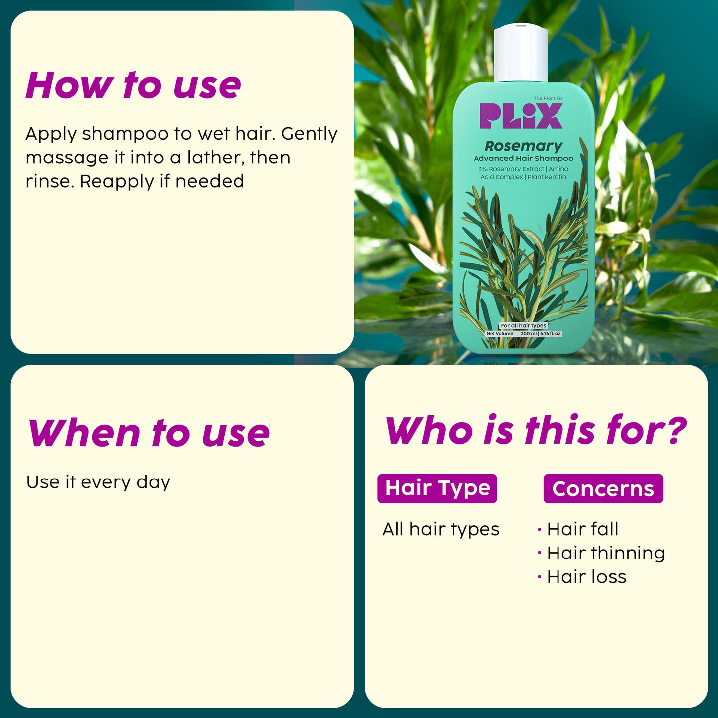 Rosemary Anti Hairfall Shampoo for Womnen with 3% Rosemary Extract