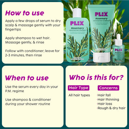 Rosemary Advanced Hair Growth Serum, Shampoo & Conditioner- Combo Pack