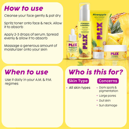 Pineapple Depigmentation Regime with Cleanser, Toner, Serum & Moisturizer
